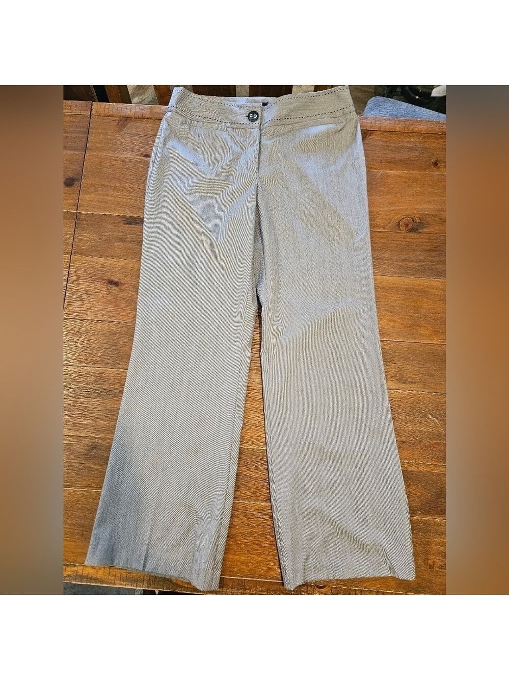 STUDIO 1940 WOMEN'S GREY FLARED MID-RISE PANTS BLACK WAISTBAND STITCHING SIZE 12 - Picture 5 of 8